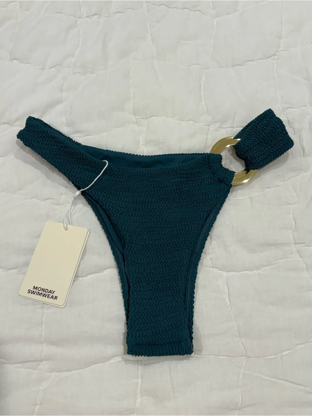 Monday Swimwear Bronte Bikini Bottom Evergreen Crinkle
